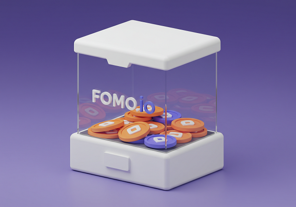 fomo.io 모바일 인터페이스에서 코인 지갑 연결 예시