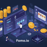 fomo.io 회원가입 절차를 설명하는 다이어그램으로, 지갑 연결과 이메일 인증을 포함한 화면 구성