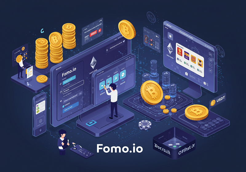 fomo.io 회원가입 절차를 설명하는 다이어그램으로, 지갑 연결과 이메일 인증을 포함한 화면 구성