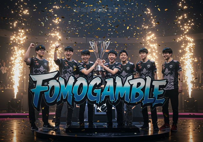 2025 LCK 컵에서 우승한 한화생명 e스포츠 팀의 트로피 세리머니 장면